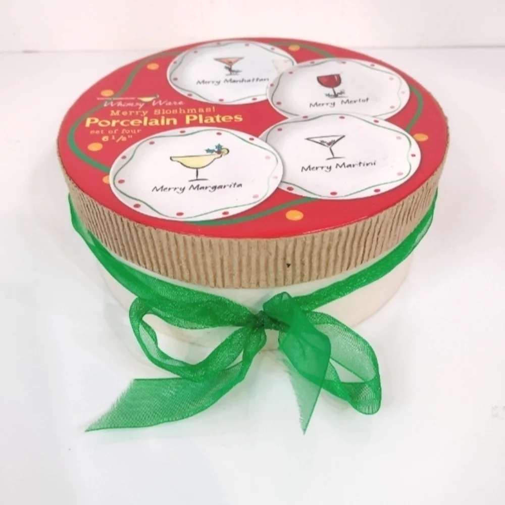 Whimsy Wear Marry Sloshmast! Set of 4 porcelain plates